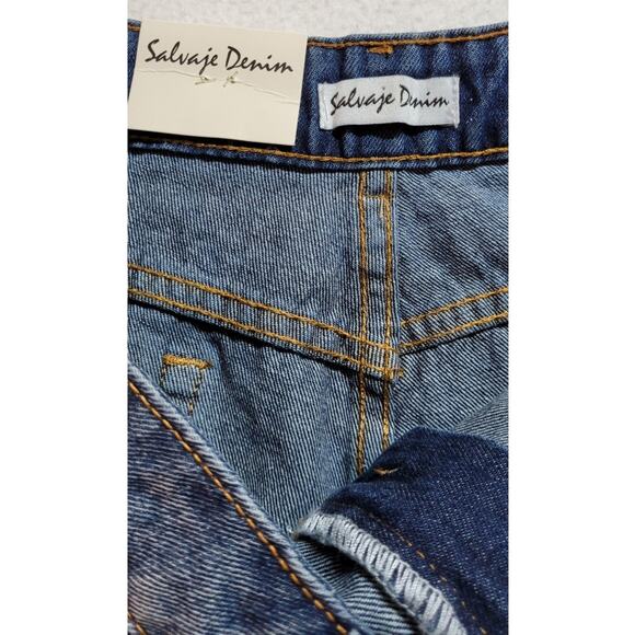 Salvage Denim Juniors Classic Blue Jeans Shorts 9 Modern Fit Distressed Low Rise - Picture 6 of 7